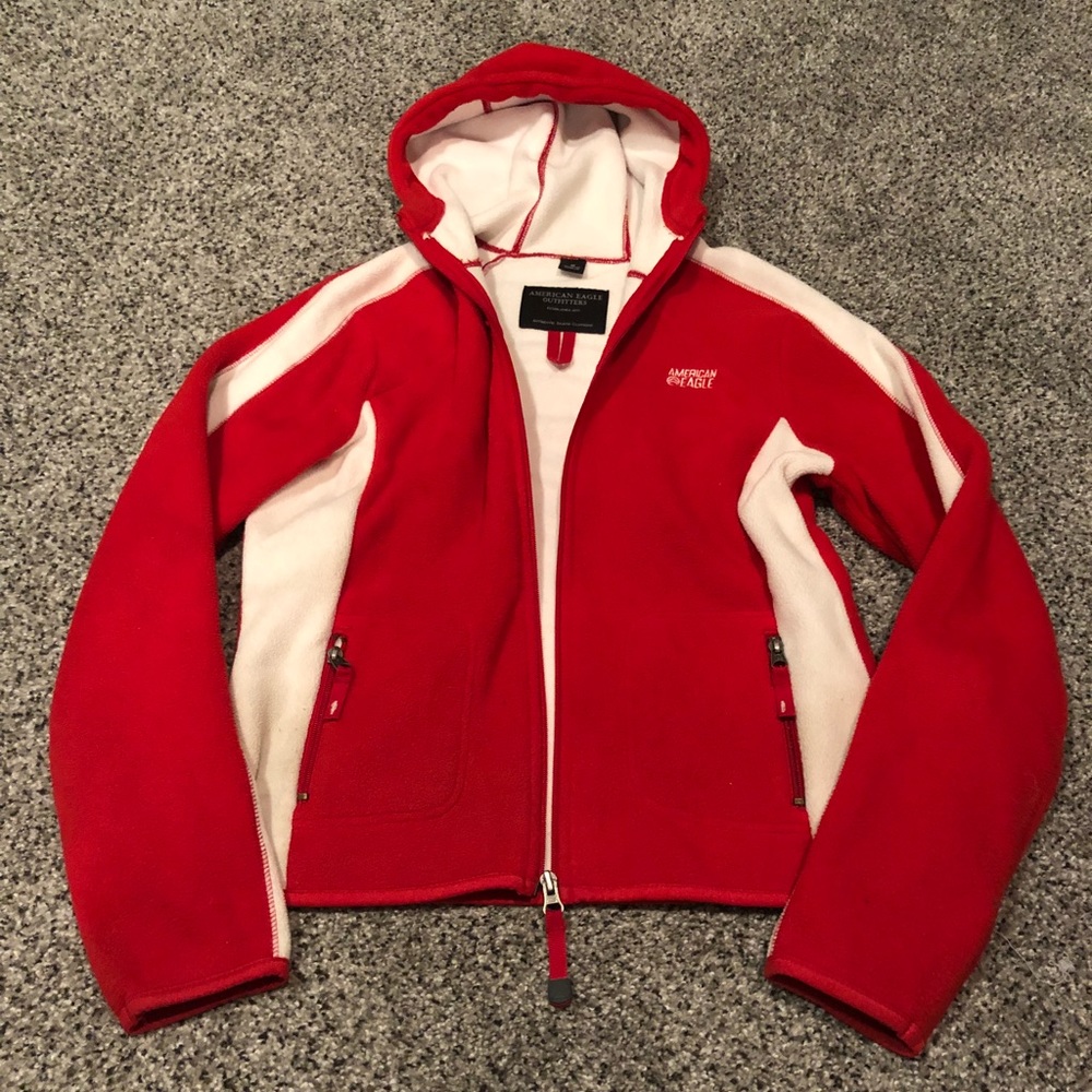 American Eagle Red Fleece Zip Up
